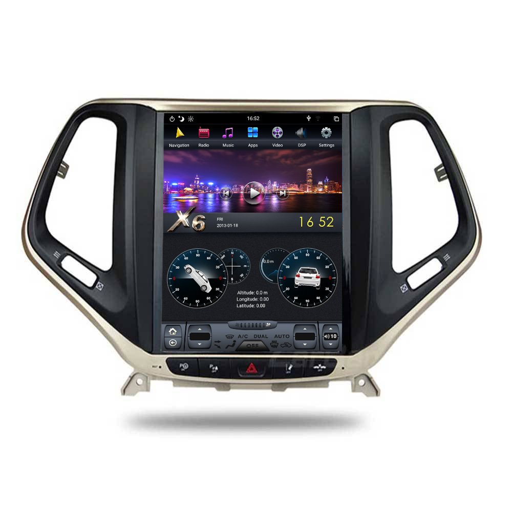 Navigatie dedicata Jeep Cherokee 2016- Edotec, cu Android, GPS, Bluetooth, Radio, Internet, procesor Six Core si ecran tip Tesla
