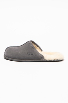 UGG, Papuci de piele intoarsa cu captuseala de lana Scuff, Gri cenusa UGG, Papuci de piele intoarsa cu captuseala de lana Scuff, Gri cenusa