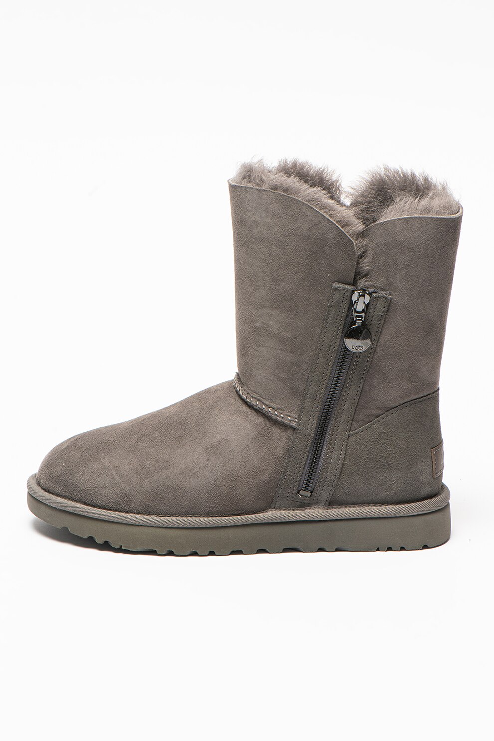 UGG, Ghete de piele intoarsa Bailey Zip, Gri cenusa