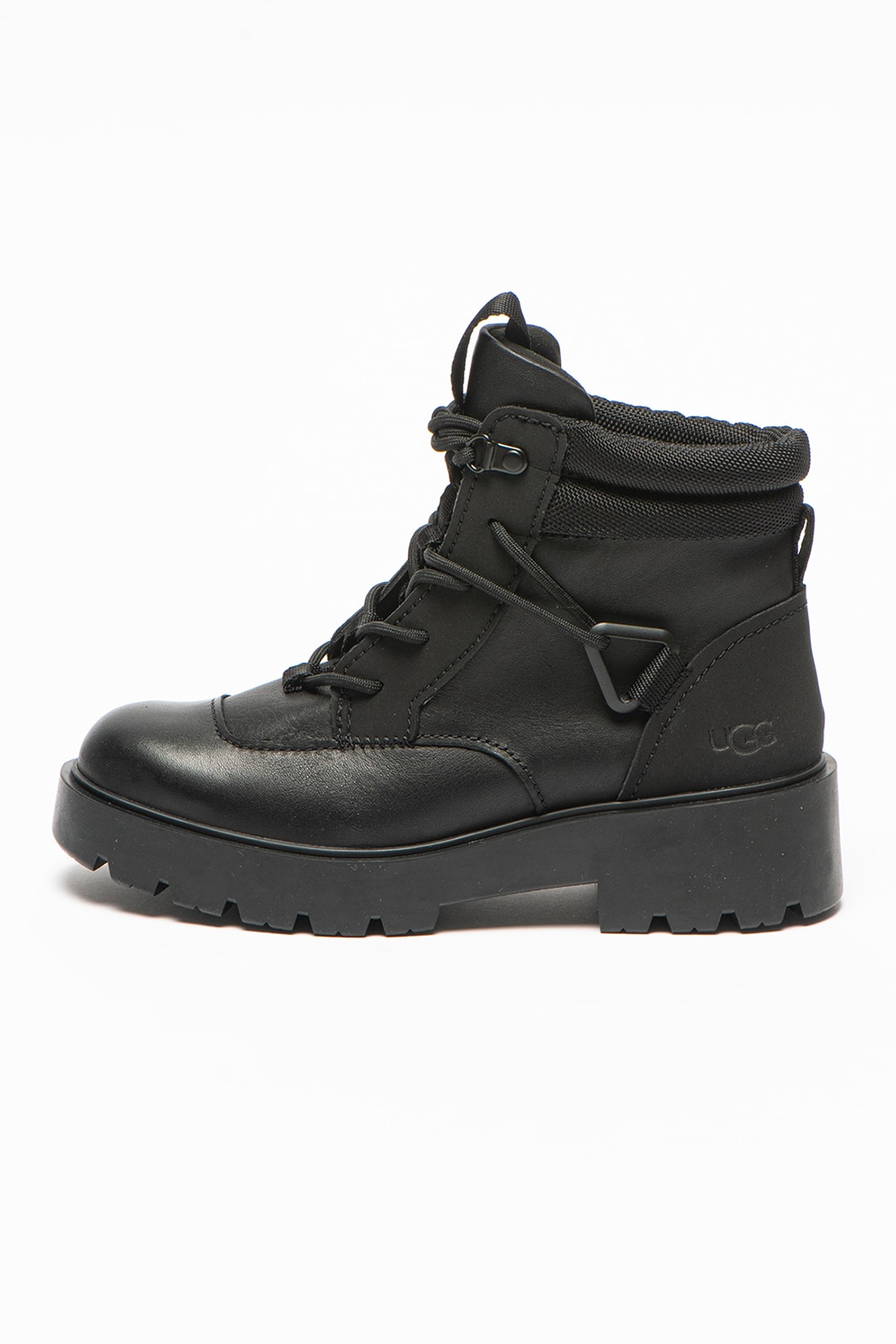 UGG, Ghete de piele cu toc masiv Tioga Hiker, Negru