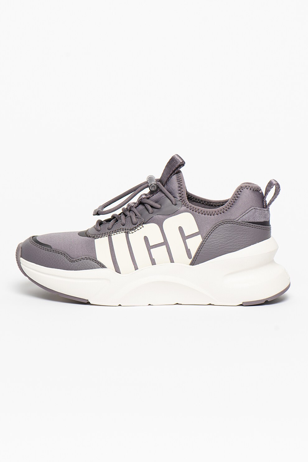 UGG, Pantofi sport slip-on cu detalii de piele La Daze, Albastru prafuit/Alb