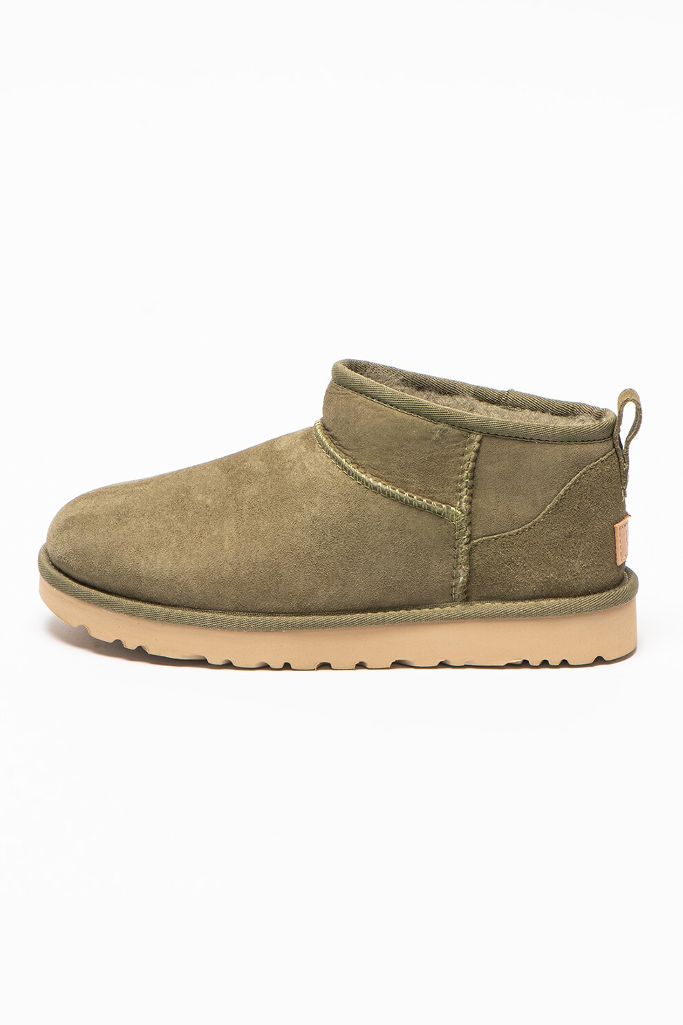 UGG, Ghete de piele intoarsa fara inchidere Classic Ultra Mini, Verde