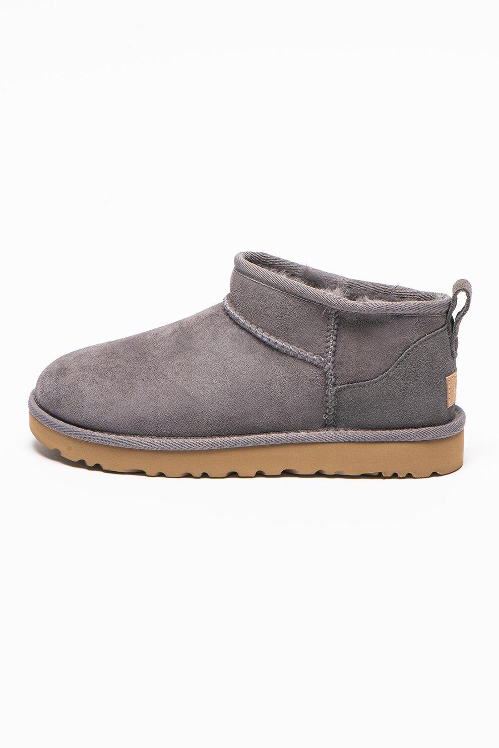 UGG, Ghete de piele intoarsa fara inchidere Classic Ultra Mini, Mov/Gri