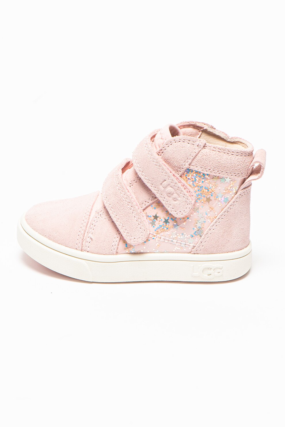 UGG, Pantofi sport mid-hi de piele si material sintetic cu velcro Rennon II, Roz