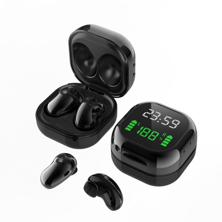 NUBI S6 Plus vezeték nélküli fejhallgató, TWS, Bluetooth, LED Display, Fekete