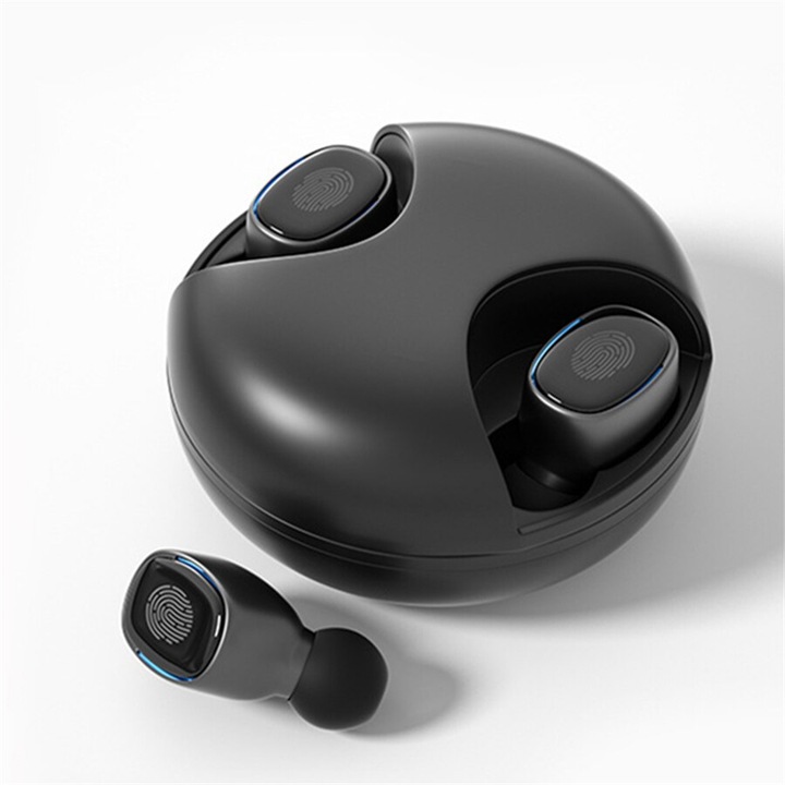 NUBI Rigs 02 vezeték nélküli fejhallgató, TWS, Bluetooth, HI FI, LED Display, Touch, Fekete
