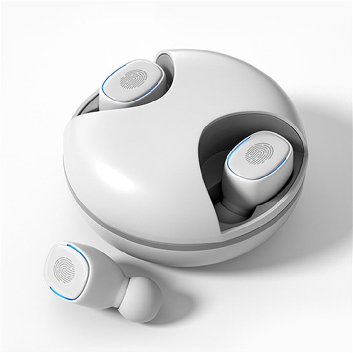 NUBI Rigs 02 vezeték nélküli fejhallgató, TWS, Bluetooth, HI FI, LED Display, Touch, Fehér