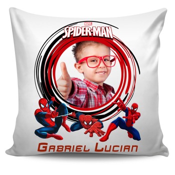 Perna personalizata Spiderman 2 cu poza si text , Aniversare , Onomastica , Ziua Copilului, 40x40 cm Perna personalizata Spiderman 2 cu poza si text , Aniversare , Onomastica , Ziua Copilului, 40x40 cm