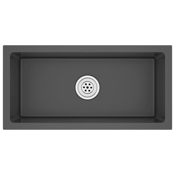 Chiuveta de bucatarie lucrata manual vidaXL, negru, otel inoxidabil, 3.85 kg