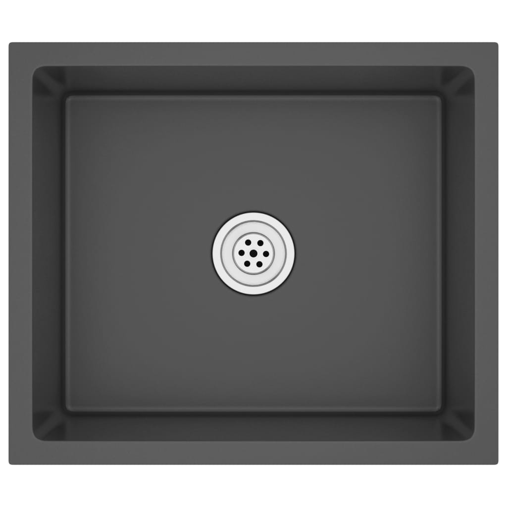 Chiuveta bucatarie cu picurator, vidaXL, Otel inoxidabil, 51 x 44 x 20 cm, Negru