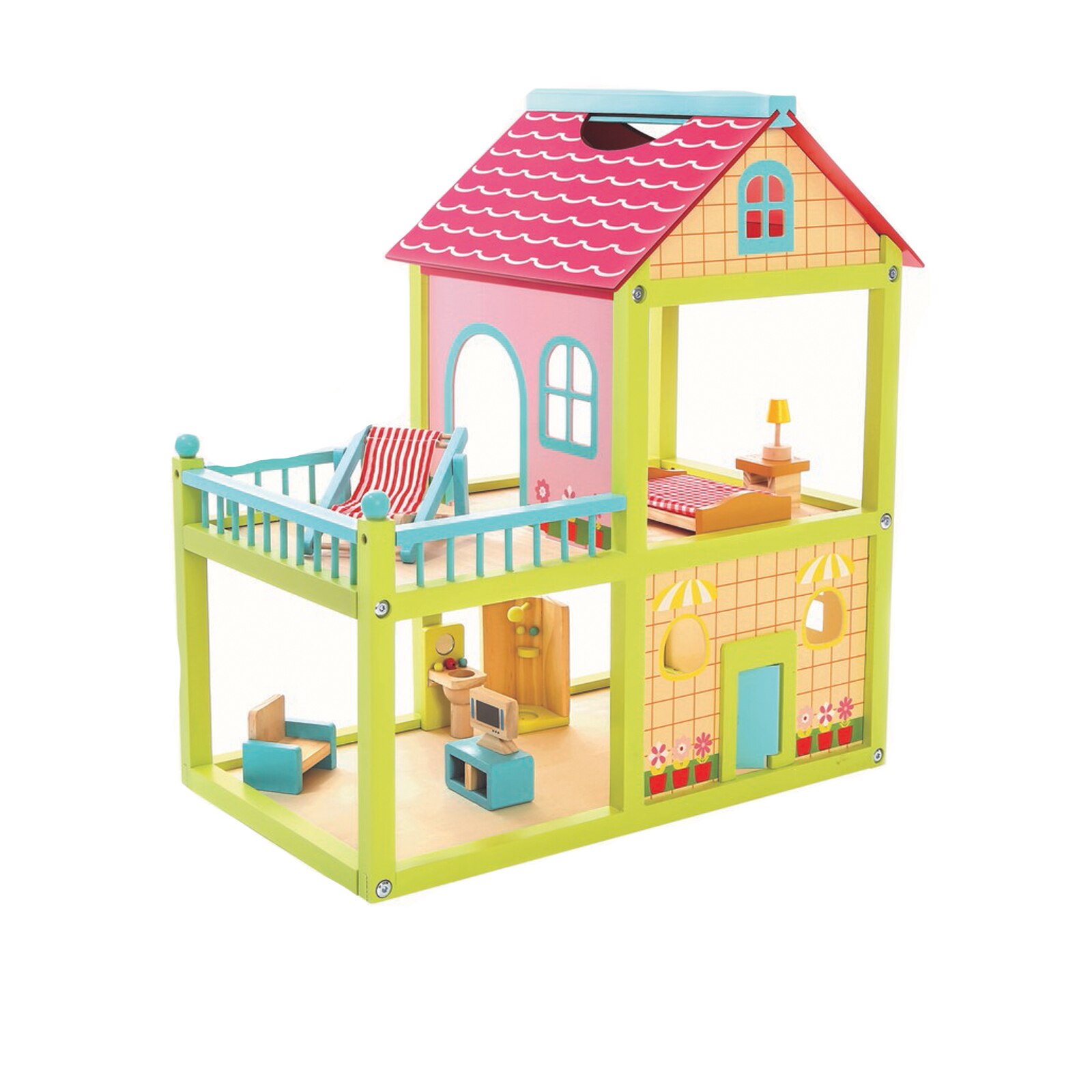 Vila Anna din lemn pentru fete Bino 83556, Multicolor