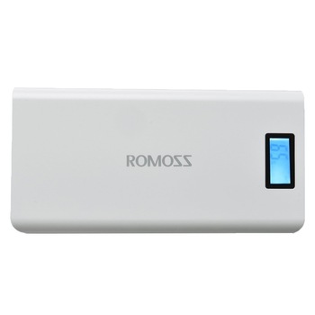 Acumulator extern Romoss Solo6 Plus, 16000 mAh, Dual USB, LED Display, Alb Acumulator extern Romoss Solo6 Plus, 16000 mAh, Dual USB, LED Display, Alb