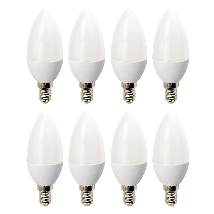 Set 8 Becuri LED EX-3042 E14, tip lumanare, 4W, 25000 ore, lumina calda
