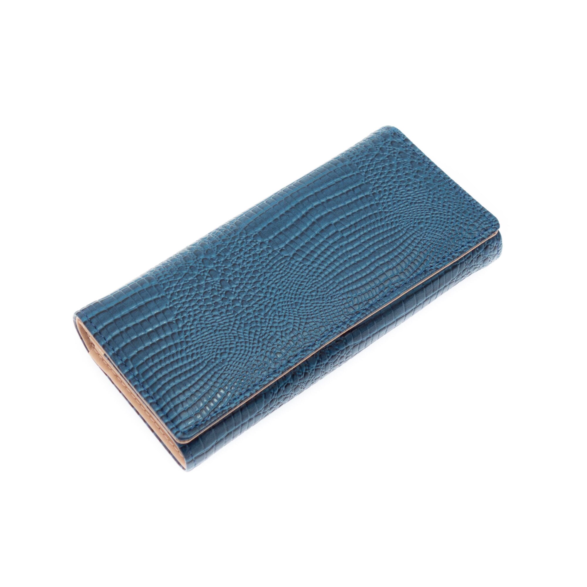 Portofel de dama, Buticcochet, Model aligator, Albastru, 18x8x3 cm - PR420