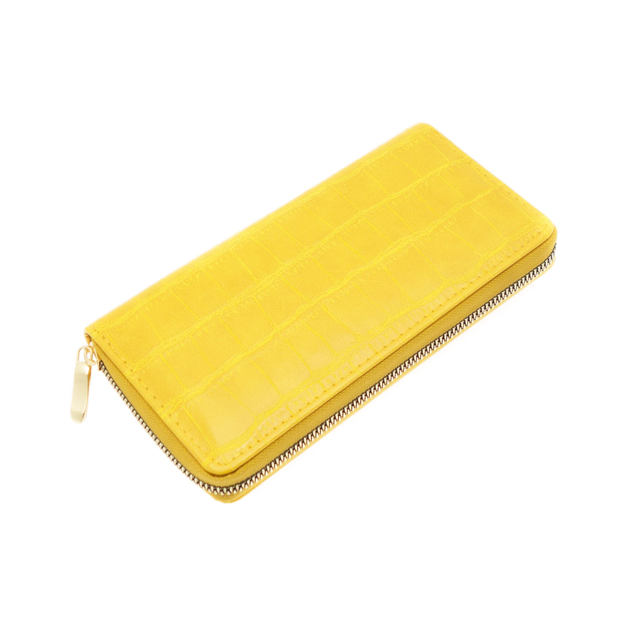 Portofel de dama, Buticcochet, Model aligator, Galben, 19x10x2.5 cm - PR424