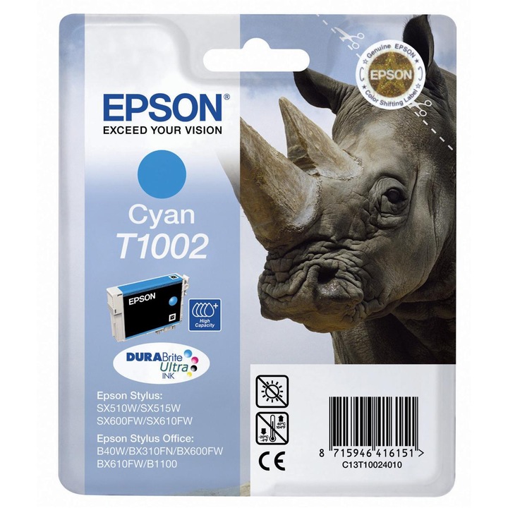 Epson Cyan T1002 tintapatron Stylus Office B40W / Stylus Office BX600FW / Stylus Office BX610FW / Stylus SX515W / Stylus SX600FW, 815 oldal OEM C13T10024010