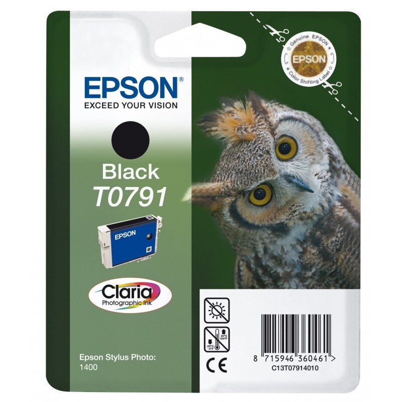 Cartus cerneala Epson Black T0791 pentru Stylus Photo 1400 / Stylus Photo 1410 / Stylus Photo 1500W / Stylus Photo PX730WD / Stylus Photo PX820FWD / Stylus Photo PX830FWD, 470 pagini OEM C13T07914010