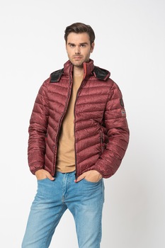 Geographical Norway, Geaca cu gluga si aspect matlasat Dylan, Visiniu Geographical Norway, Geaca cu gluga si aspect matlasat Dylan, Visiniu