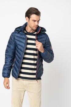 Geographical Norway, Geaca cu gluga si aspect matlasat Dylan, Indigo Geographical Norway, Geaca cu gluga si aspect matlasat Dylan, Indigo