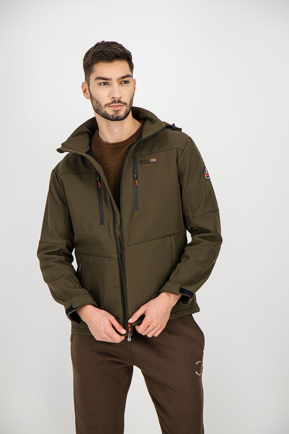 Geographical Norway, Geaca cu gluga si logo Tannex, Verde militar