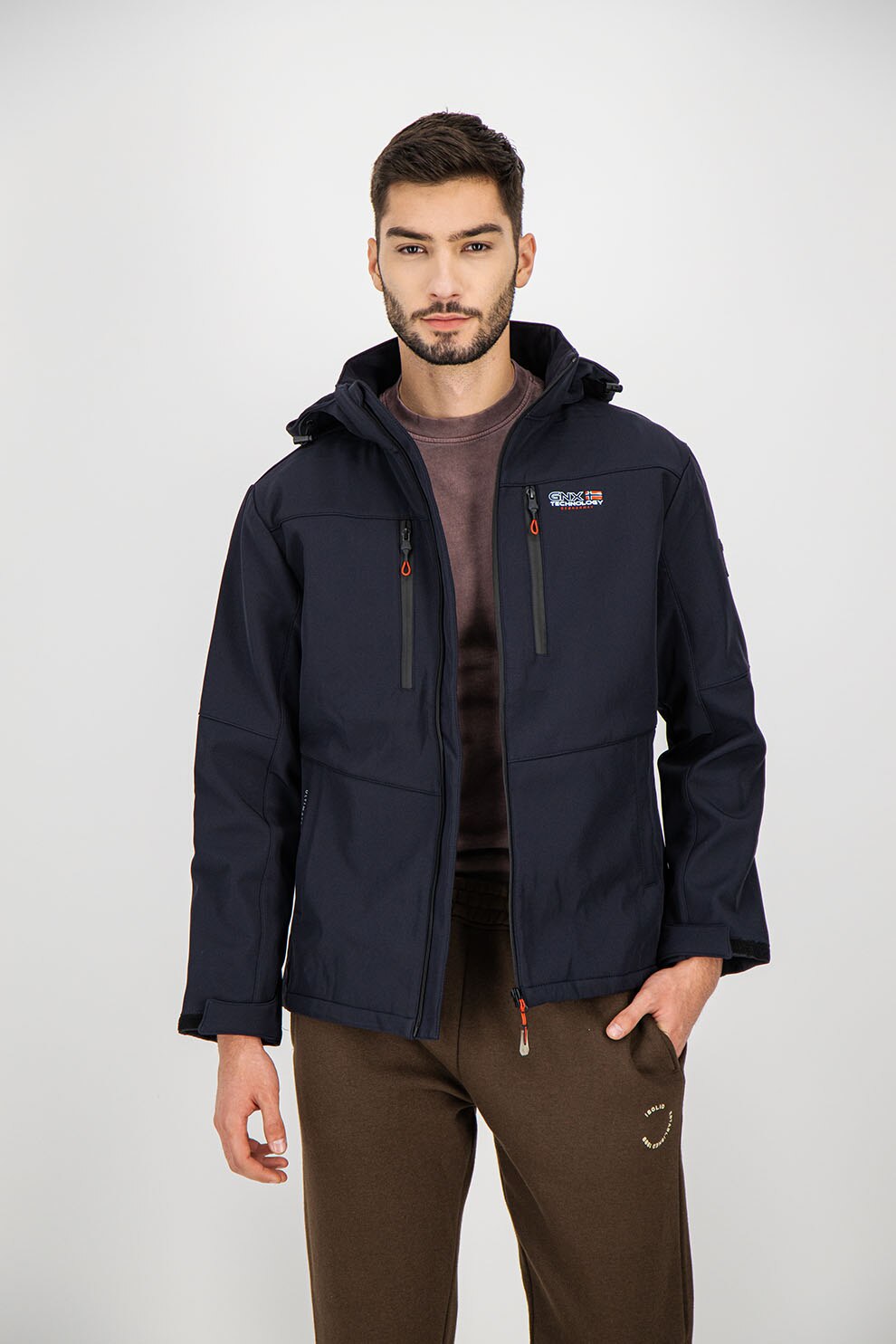 Geographical Norway, Geaca cu gluga si logo Tannex, Bleumarin inchis