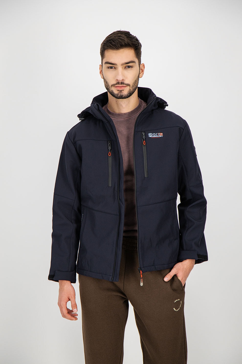 Geographical Norway, Geaca cu gluga si logo Tannex, Bleumarin inchis