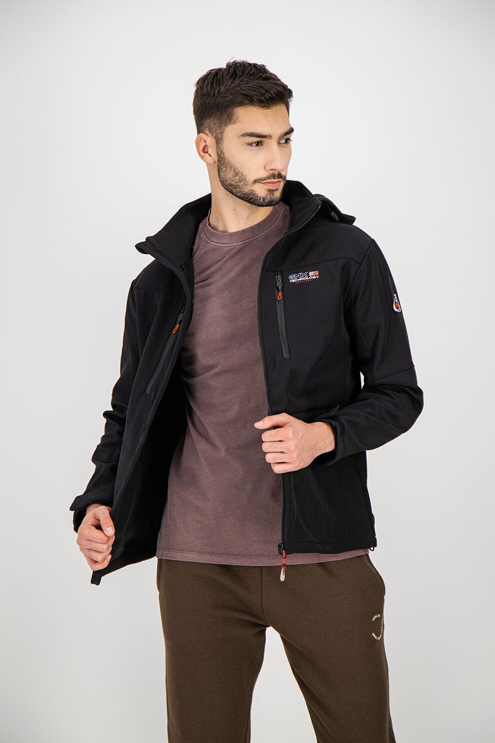 Geographical Norway, Geaca cu gluga si logo Tannex, Negru