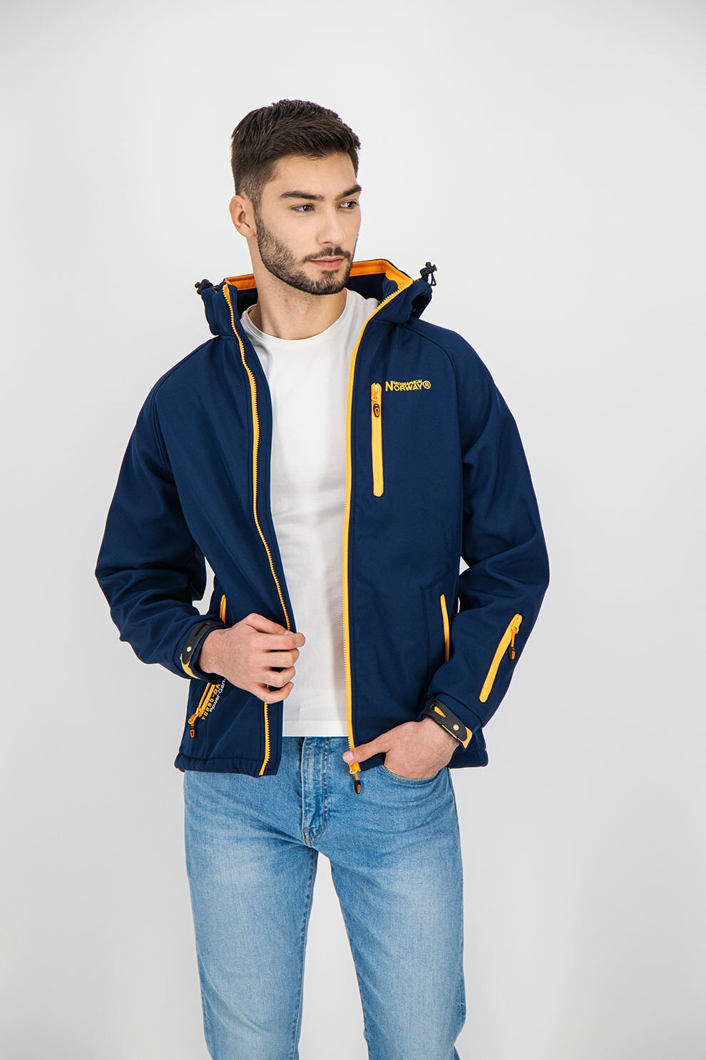 Geographical Norway, Jacheta usoara cu buzunare multiple cu fermoar Texico, Bleumarin/Oranj