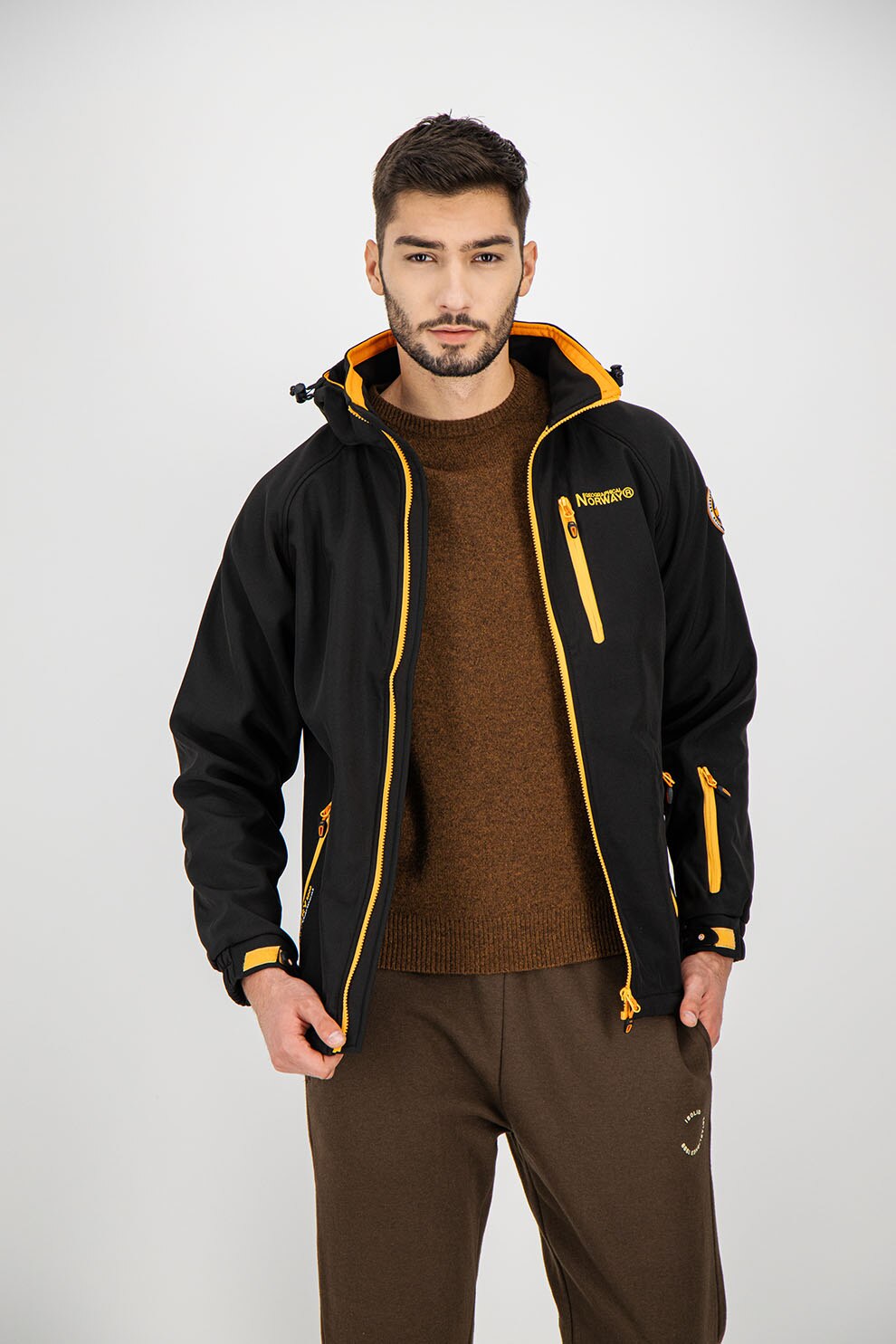 Geographical Norway, Jacheta usoara cu buzunare multiple cu fermoar Texico, Negru/Oranj