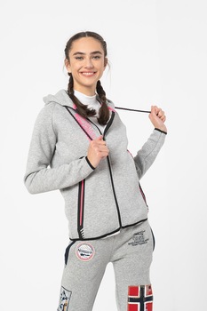 Geographical Norway, Hanorac cu fermoar si detalii contrastante Getincelle, Gri/Roz Geographical Norway, Hanorac cu fermoar si detalii contrastante Getincelle, Gri/Roz