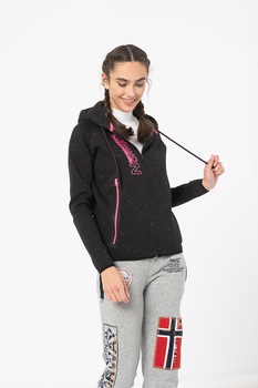 Geographical Norway, Hanorac cu fermoar si detalii contrastante Getincelle, Negru/Roz Geographical Norway, Hanorac cu fermoar si detalii contrastante Getincelle, Negru/Roz