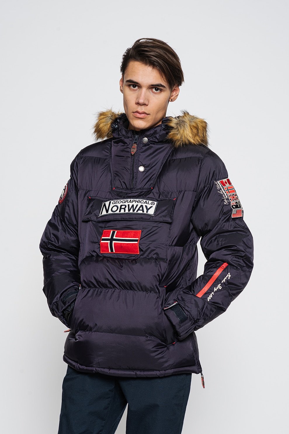 Geographical Norway, Geaca cu vatelina, gluga si fara inchidere Bilboquet, Bleumarin inchis