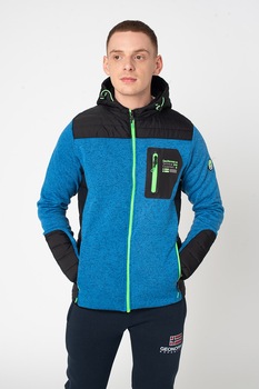 Geographical Norway, Hanorac cu fermoar si segmente matlasate Twigy, Albastru Geographical Norway, Hanorac cu fermoar si segmente matlasate Twigy, Albastru