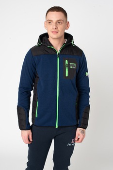 Geographical Norway, Hanorac cu fermoar si segmente matlasate Twigy, Bleumarin Geographical Norway, Hanorac cu fermoar si segmente matlasate Twigy, Bleumarin