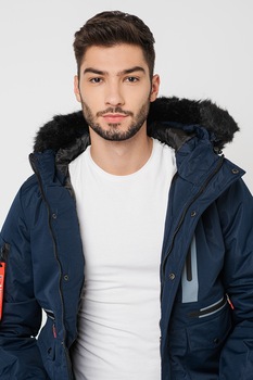 Geographical Norway, Geaca cu blana sintetica Dorade, Bleumarin/Argintiu Geographical Norway, Geaca cu blana sintetica Dorade, Bleumarin/Argintiu