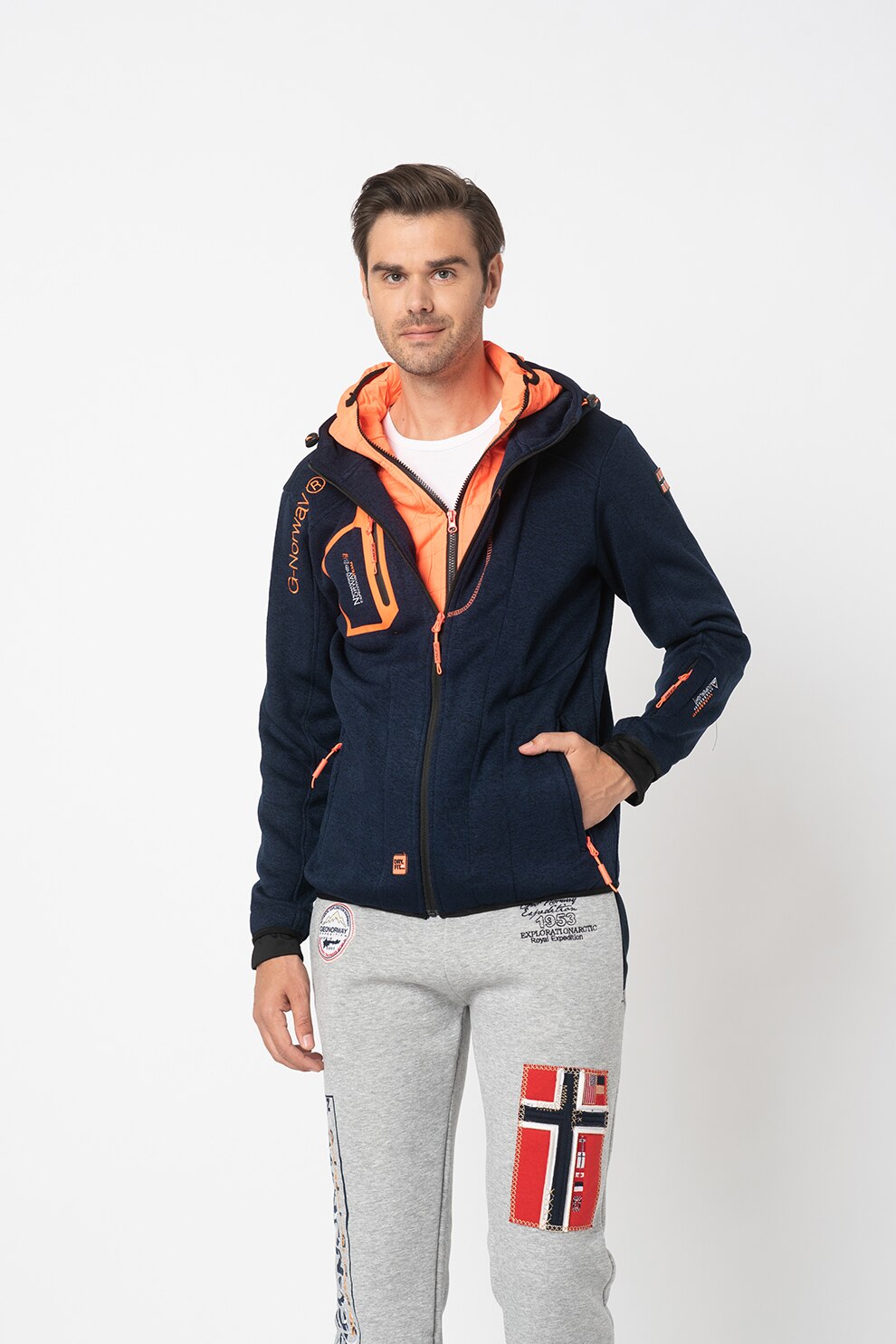 Geographical Norway, Hanorac tricotat cu garnituri matlasate Usidor, Bleumarin