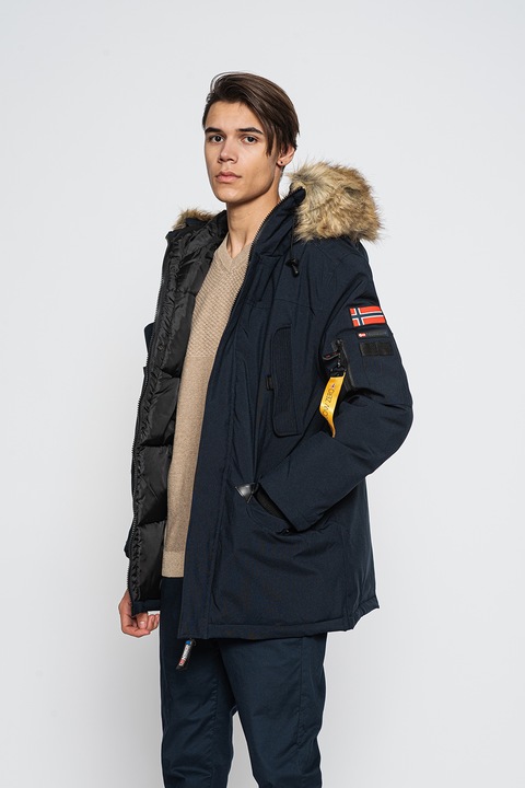 Geographical Norway, Зимно яке Bernard с качулка и еко пух, Тъмносин