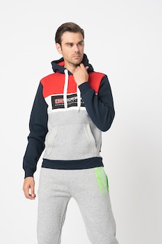Geo Norway, Hanorac cu model colorblock si imprimeu logo Golem, Bleumarin/Rosu/Alb Geo Norway, Hanorac cu model colorblock si imprimeu logo Golem, Bleumarin/Rosu/Alb