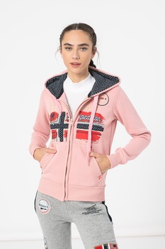 Geo Norway, Hanorac cu fermoar si imprimeu logo Fralotte, Roz Geo Norway, Hanorac cu fermoar si imprimeu logo Fralotte, Roz