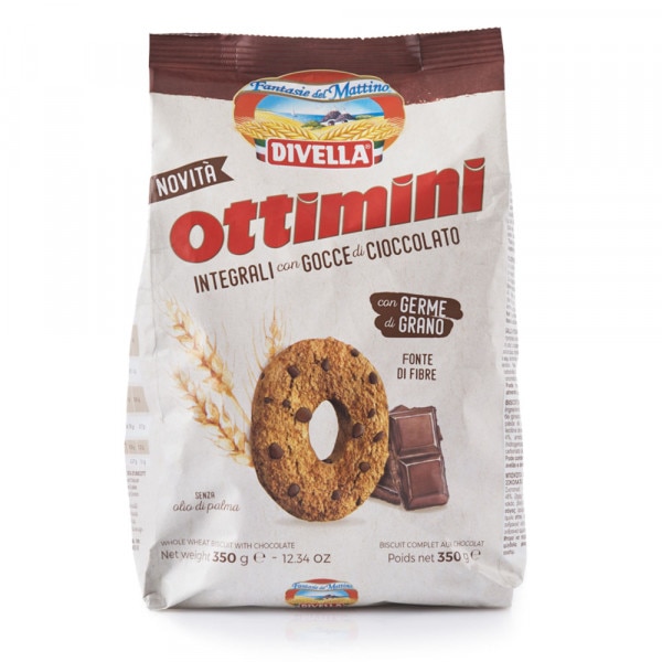 Biscuiti Ottimini Integrali cu fulgi de Ciocolata 350 g