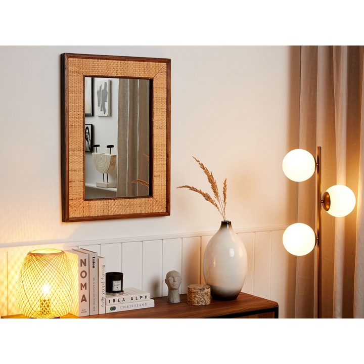 Világosbarna falitükör 54 x 74 cm IGUALA