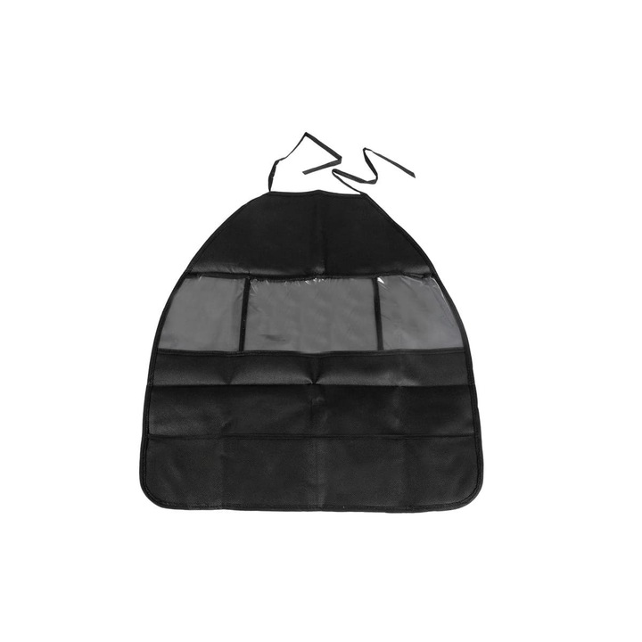 Protectie si Organizator pentru Spatar Scaun Auto, Sistem Universal, 3 Buzunare pentru Depozitare, Usor de Instalat si de Curatat, Dimensiune 49 x 57, Negru