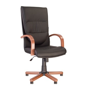 Scaun de birou Credo Extra, cadru si brate din lemn 1.031, piele ecologica, negru Scaun de birou Credo Extra, cadru si brate din lemn 1.031, piele ecologica, negru