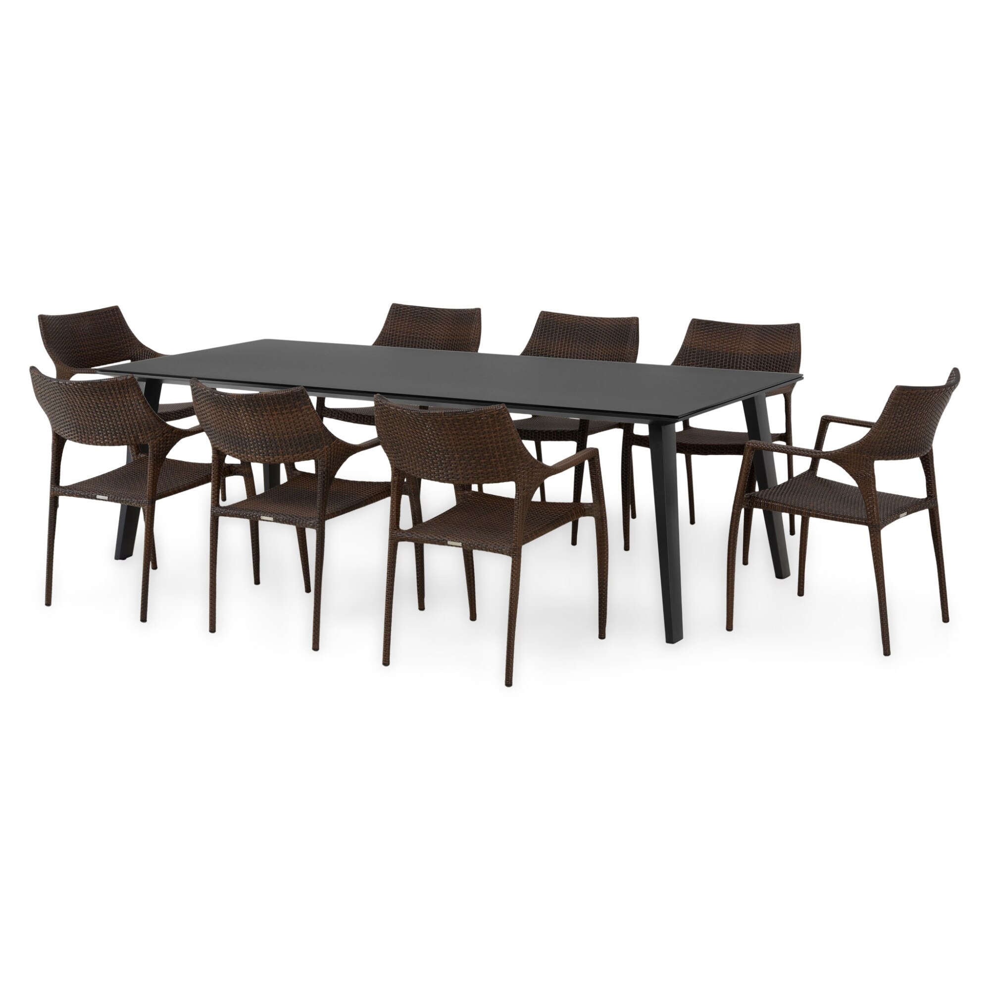 Set mobilier gradina/terasa 8 scaune si masa Maison Mex ALBACETE/GOLF 240x100x75 negru/auriu