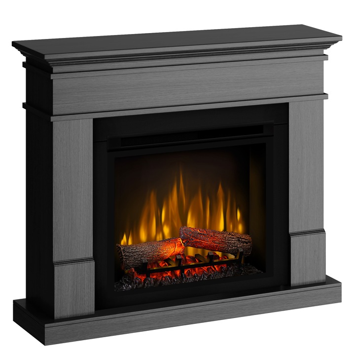 Elektromos kandalló lisszaboni hamuszürke SLIM LINE 110x95x25cm, 3D Dimplex Optiflame XHD23 elektromos kandallóval és hanggal