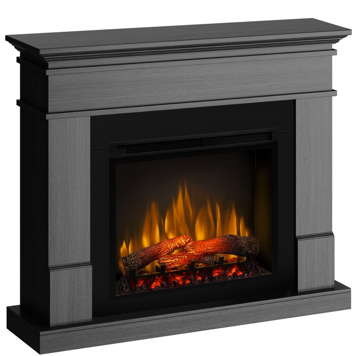 Semineu electric Lisabona Premium Ash Grey 125 x 107 x 37cm, cu focar electric 3D Dimplex Optiflame XHD28 si sunet