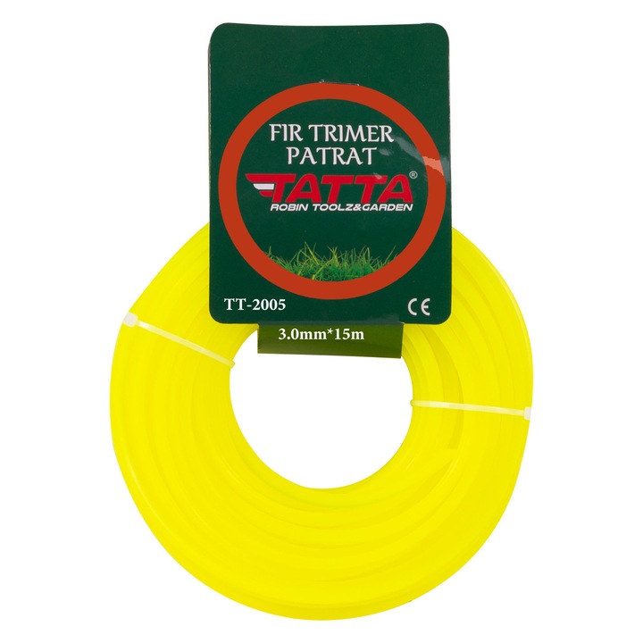 TATTA TT-2005 szögletes profilú nejlon huzal fűkaszához, vastagság 3,0 mm, hossza 15 m