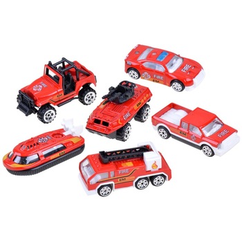 Set 6 Masinute Metalice pentru Copii, Indiggo, Model Fire Trucks, Include Barca si Vehicule de Salvare, Ideale pentru Pasionatii de Vehicule, Dimensiune 7 x 2.5 x 3 cm, de la 3 ani, Rosu Set 6 Masinute Metalice pentru Copii, Indiggo, Model Fire Trucks, Include Barca si Vehicule de Salvare, Ideale pentru Pasionatii de Vehicule, Dimensiune 7 x 2.5 x 3 cm, de la 3 ani, Rosu