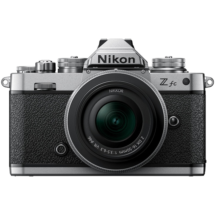Aparat foto Mirrorles Nikon Z FC, 20.9 MP, 4K , Obiectiv 16-50mm VR, Argintiu