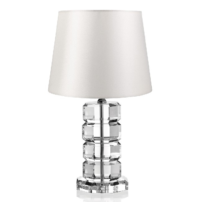 Lampa de masa pentru birou Classic, Homemania, Cristal/Argint, Alb, 36x36x58 cm